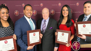 2015 Ailes Apprentice graduates, from left, Danaia Williams, Randall Payton, Shivan Sarna and Mauricio Muñoz